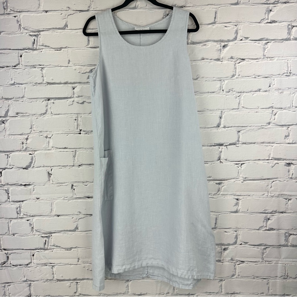 Bryn Walker Womens Blue Linen Sleeveless Tank Dress XS Lagenlook Oversized